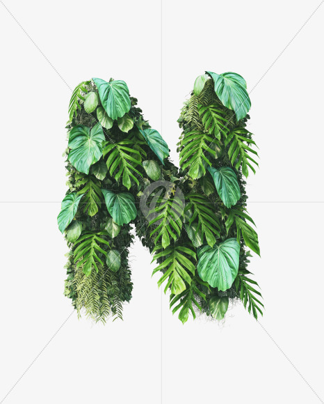 N uppercase from Vertical Garden Font on Yellow Images Creative Fonts - S49486