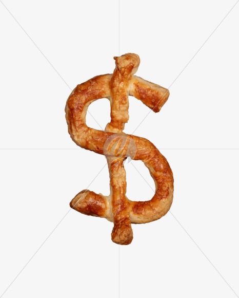 $ from Pastries alphabet on Yellow Images Creative Fonts - S49549