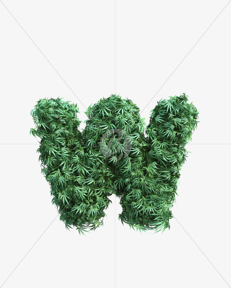 cannabis_letter_W from Cannabis Font on Yellow Images Creative Fonts - S49627