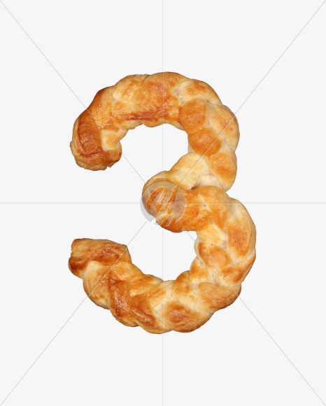 3 from Pastry braid alphabet on Yellow Images Creative Fonts - S49700