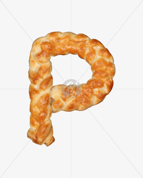 Letter p from Pastry braid alphabet on Yellow Images Creative Fonts - S49687