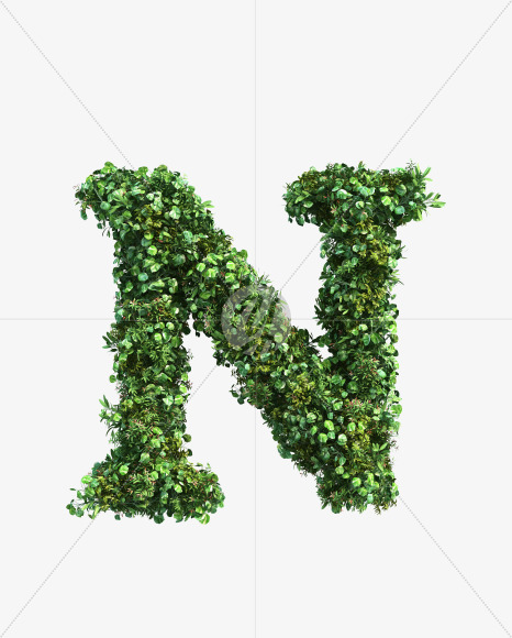 green_plant_N from Vertical Garden Font Set 2 on Yellow Images Creative Fonts - S49770