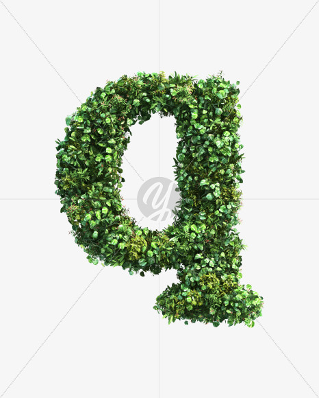 green_plant_lowercase_q from Vertical Garden Font Set 2 on Yellow Images Creative Fonts - S49759