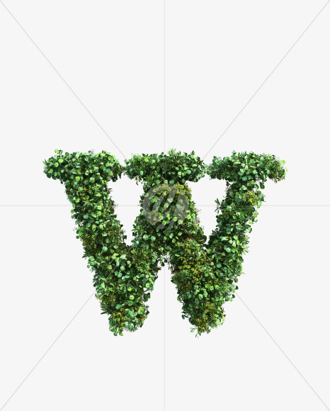 green_plant_W from Vertical Garden Font Set 2 on Yellow Images Creative Fonts - S49779