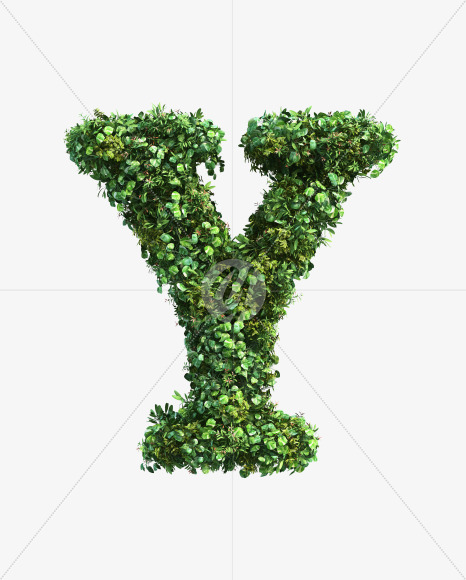 green_plant_Y from Vertical Garden Font Set 2 on Yellow Images Creative Fonts - S49781