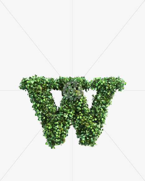 green_plant_lowercase_w from Vertical Garden Font Set 2 on Yellow Images Creative Fonts - S49765