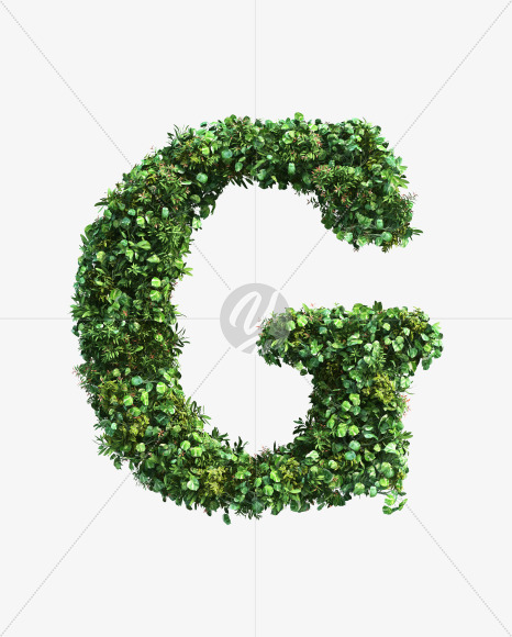 green_plant_G from Vertical Garden Font Set 2 on Yellow Images Creative Fonts - S49737