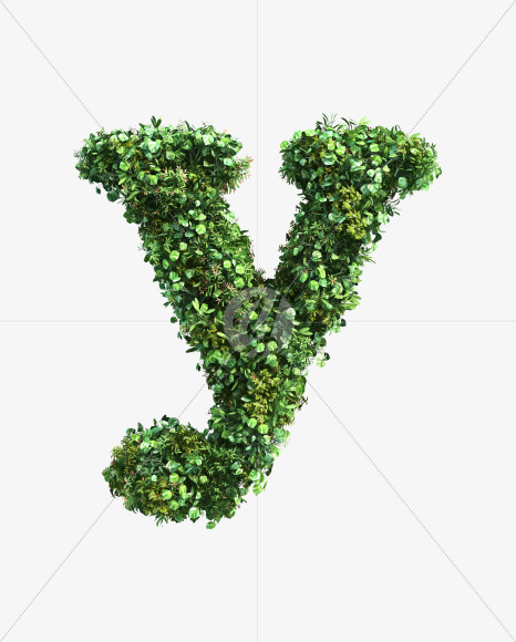 green_plant_lowercase_y from Vertical Garden Font Set 2 on Yellow Images Creative Fonts - S49767