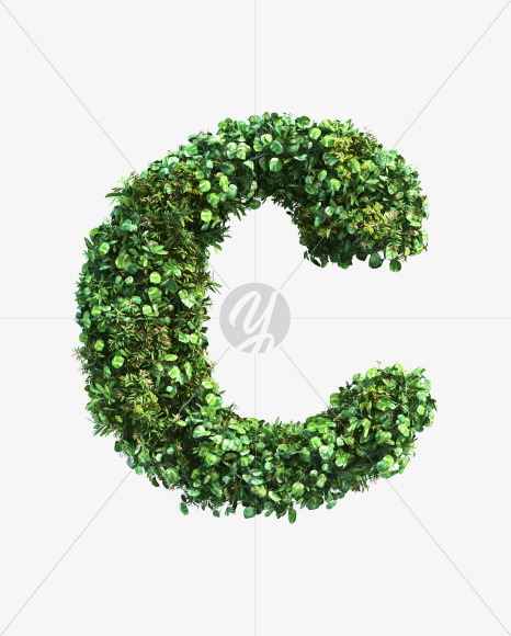 green_plant_lowercase_c from Vertical Garden Font Set 2 on Yellow Images Creative Fonts - S49745