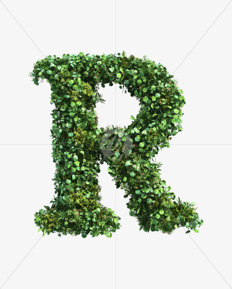 green_plant_R from Vertical Garden Font Set 2 on Yellow Images Creative Fonts - S49774