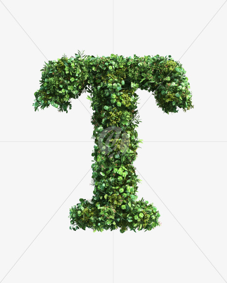 green_plant_T from Vertical Garden Font Set 2 on Yellow Images Creative Fonts - S49776