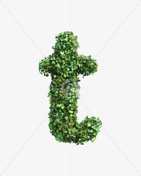 green_plant_lowercase_t from Vertical Garden Font Set 2 on Yellow Images Creative Fonts - S49762