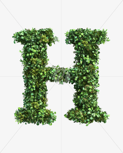 green_plant_H from Vertical Garden Font Set 2 on Yellow Images Creative Fonts - S49738