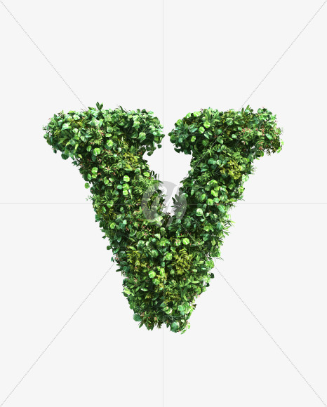 green_plant_lowercase_v from Vertical Garden Font Set 2 on Yellow Images Creative Fonts - S49764