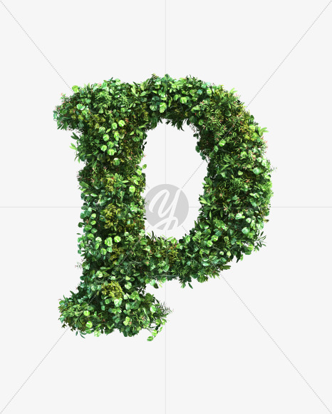 green_plant_lowercase_p from Vertical Garden Font Set 2 on Yellow Images Creative Fonts - S49758