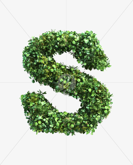 green_plant_lowercase_s from Vertical Garden Font Set 2 on Yellow Images Creative Fonts - S49761