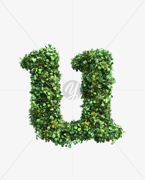 green_plant_lowercase_u from Vertical Garden Font Set 2 on Yellow Images Creative Fonts - S49763