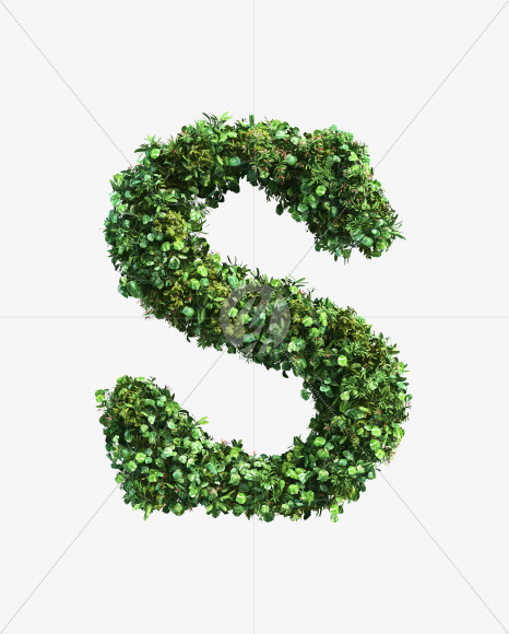 green_plant_S from Vertical Garden Font Set 2 on Yellow Images Creative Fonts - S49775