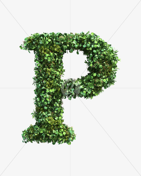 green_plant_P from Vertical Garden Font Set 2 on Yellow Images Creative Fonts - S49772