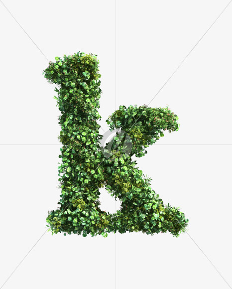 green_plant_lowercase_k from Vertical Garden Font Set 2 on Yellow Images Creative Fonts - S49753