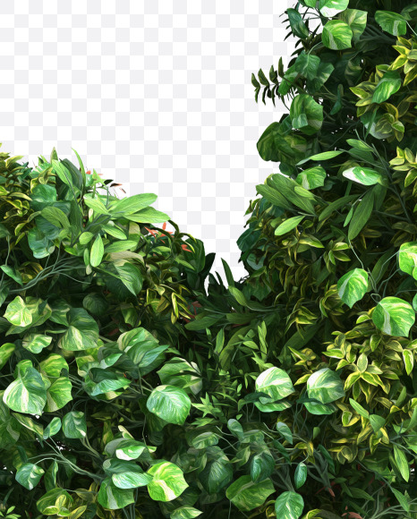 green_plant_Q from Vertical Garden Font Set 2 on Yellow Images Creative Fonts - S49773