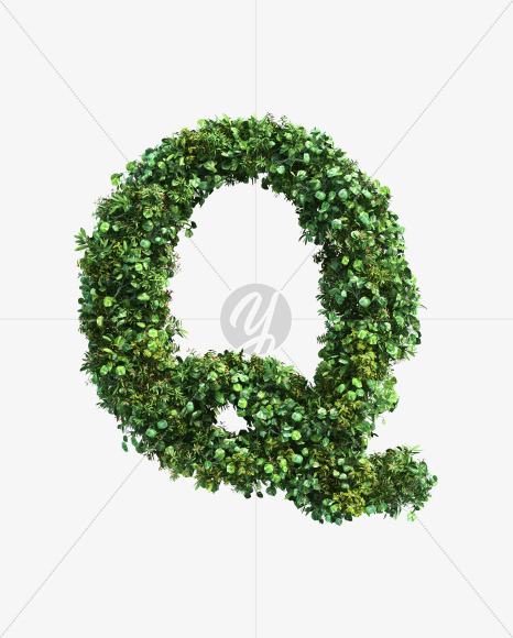 green_plant_Q from Vertical Garden Font Set 2 on Yellow Images Creative Fonts - S49773