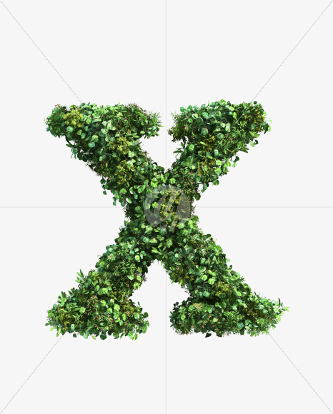 green_plant_X from Vertical Garden Font Set 2 on Yellow Images Creative Fonts - S49780