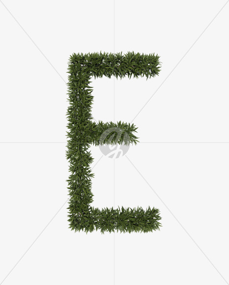 Uppercase-E from Sharp pointed shrub alphabet on Yellow Images Creative Fonts - S49951