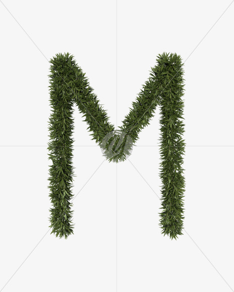 Uppercase-M from Sharp pointed shrub alphabet on Yellow Images Creative Fonts - S49959