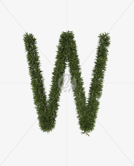 Uppercase-W from Sharp pointed shrub alphabet on Yellow Images Creative Fonts - S49969