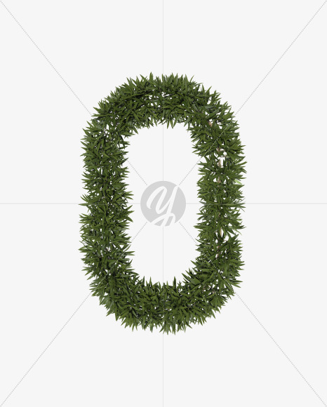 Lowercase-o from Sharp pointed shrub alphabet on Yellow Images Creative Fonts - S49914