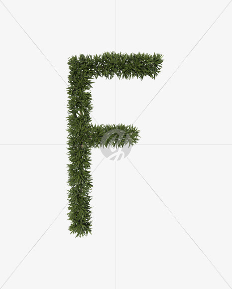 Uppercase-F from Sharp pointed shrub alphabet on Yellow Images Creative Fonts - S49952