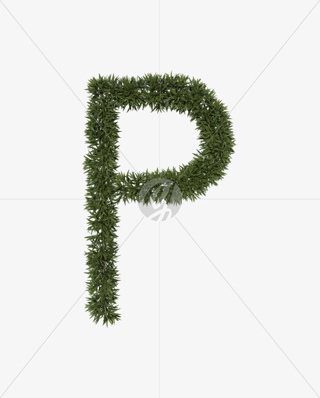 Uppercase-P from Sharp pointed shrub alphabet on Yellow Images Creative Fonts - S49962