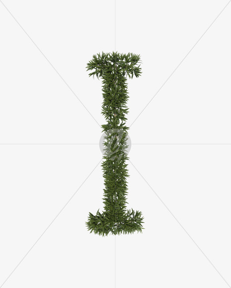 Uppercase-I from Sharp pointed shrub alphabet on Yellow Images Creative Fonts - S49955