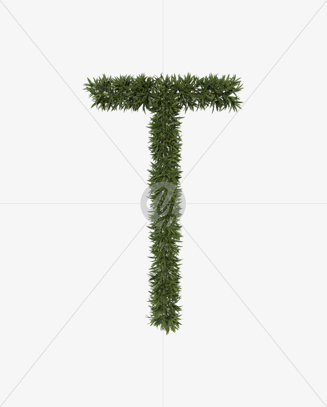 Uppercase-T from Sharp pointed shrub alphabet on Yellow Images Creative Fonts - S49966