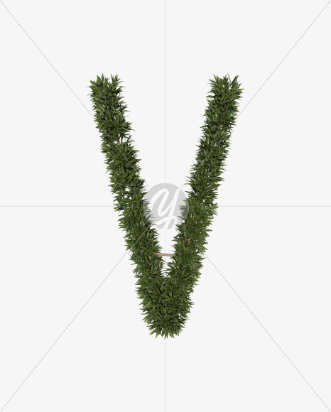 Uppercase-V from Sharp pointed shrub alphabet on Yellow Images Creative Fonts - S49968