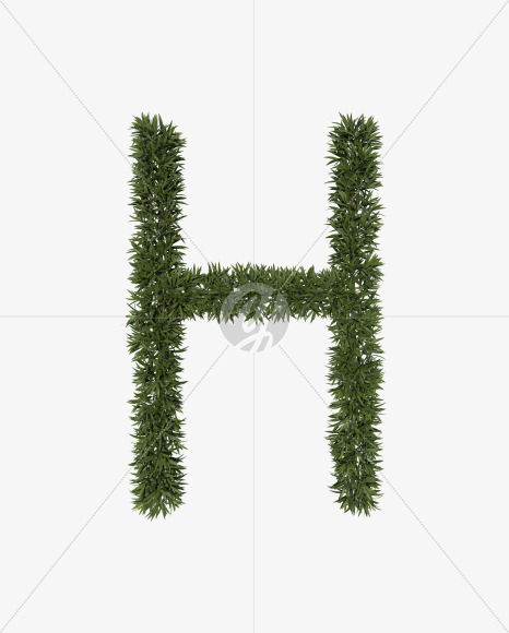 Uppercase-H from Sharp pointed shrub alphabet on Yellow Images Creative Fonts - S49954