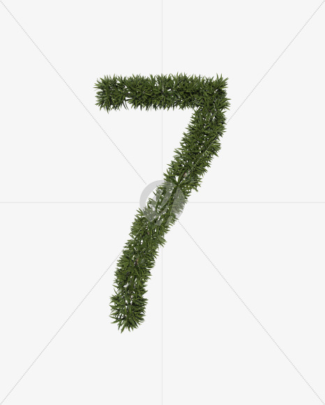 Seven from Sharp pointed shrub alphabet on Yellow Images Creative Fonts - S49928