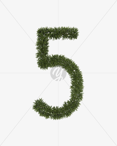 Five from Sharp pointed shrub alphabet on Yellow Images Creative Fonts - S49898