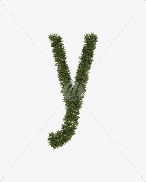 Lowercase-y from Sharp pointed shrub alphabet on Yellow Images Creative Fonts - S49924