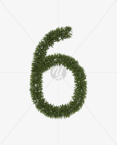 Six from Sharp pointed shrub alphabet on Yellow Images Creative Fonts - S49929