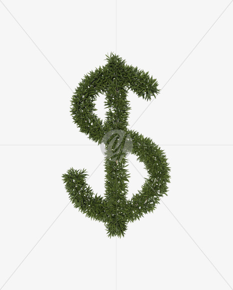 $ from Sharp pointed shrub alphabet on Yellow Images Creative Fonts - S49933