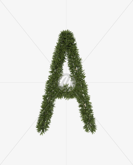 Uppercase-A from Sharp pointed shrub alphabet on Yellow Images Creative Fonts - S49947