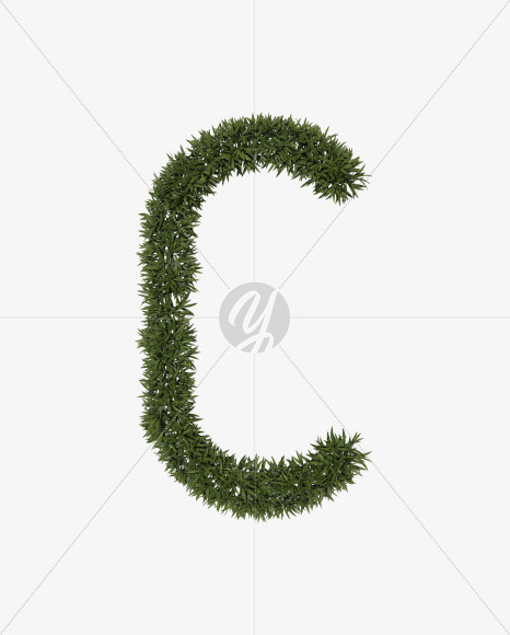 Uppercase-C from Sharp pointed shrub alphabet on Yellow Images Creative Fonts - S49949