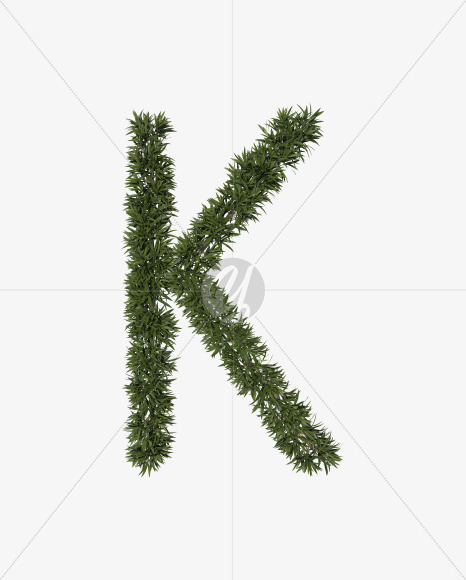 Uppercase-K from Sharp pointed shrub alphabet on Yellow Images Creative Fonts - S49957