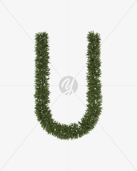 Uppercase-U from Sharp pointed shrub alphabet on Yellow Images Creative Fonts - S49967