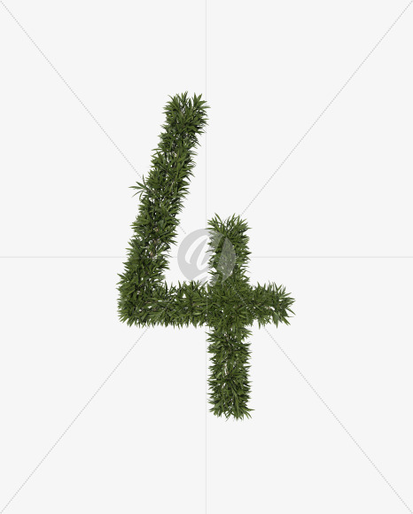 Four from Sharp pointed shrub alphabet on Yellow Images Creative Fonts - S49899