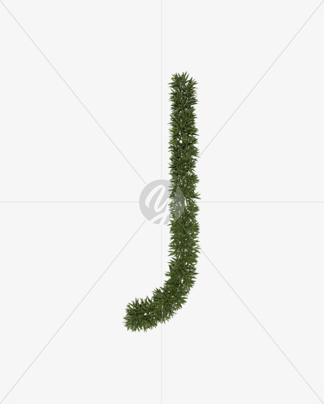 Uppercase-J from Sharp pointed shrub alphabet on Yellow Images Creative Fonts - S49956