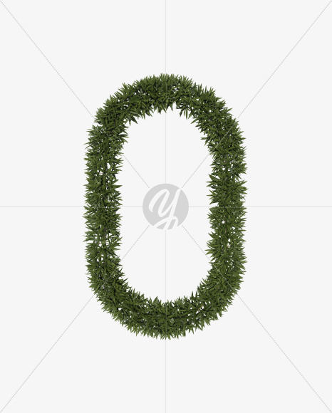 Zero from Sharp pointed shrub alphabet on Yellow Images Creative Fonts - S49973