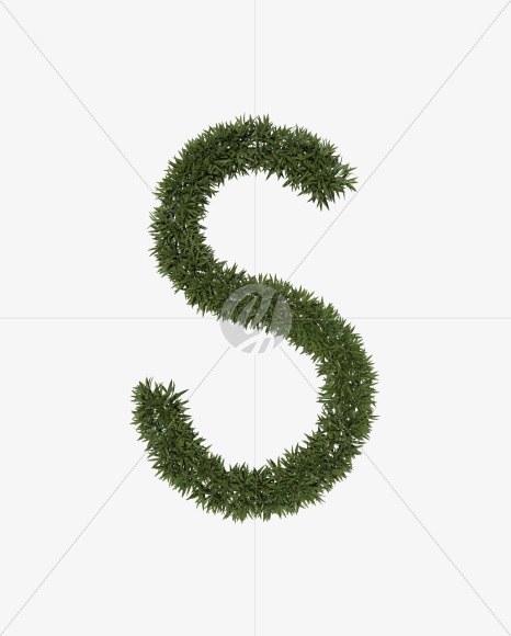 Uppercase-S from Sharp pointed shrub alphabet on Yellow Images Creative Fonts - S49965